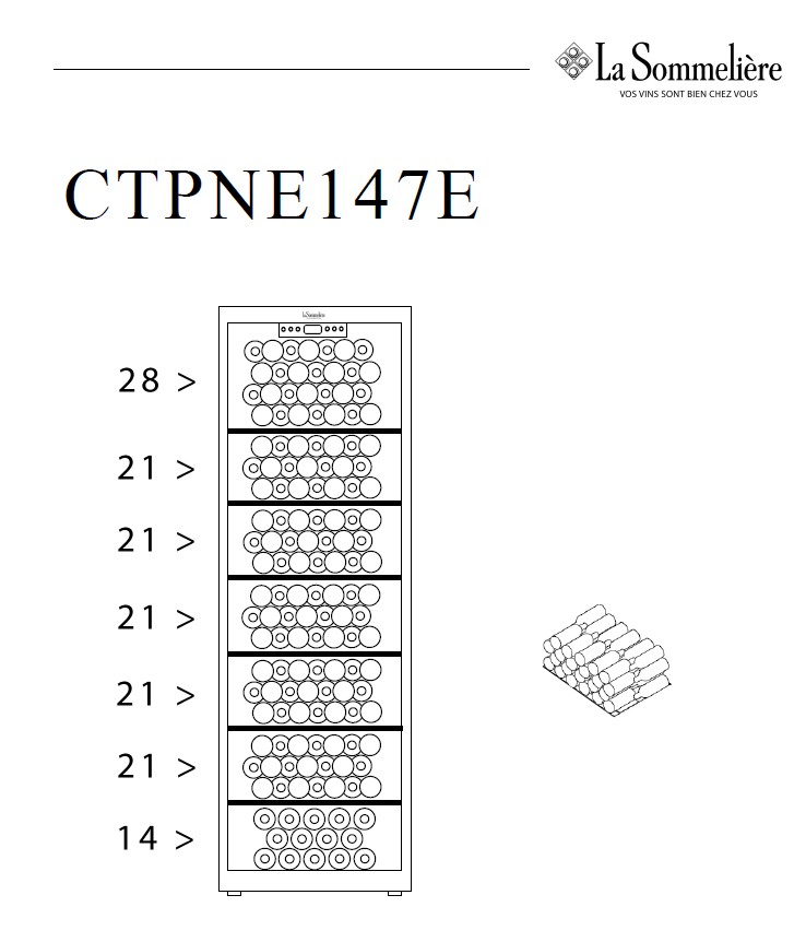 Монотемпературный винный шкаф, LaSommeliere модель CTPNE147E