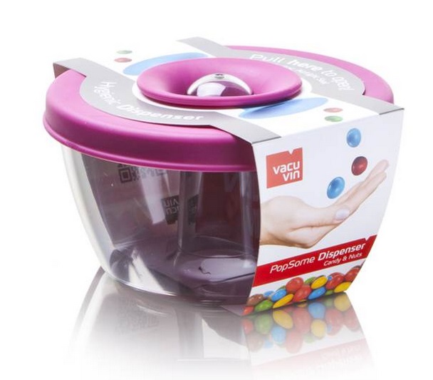 Ёмкость для хранения орешков, конфет, мармелада 0,45 л в блистере, розовая, 2830160