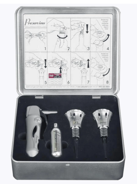 Набор "Вино по бокалам": устр-во для заправки, 2 пробки для сохр. вина, 1 баллон аргон, PKPV7