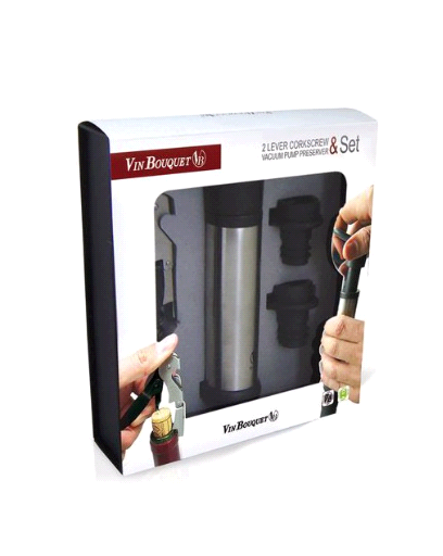 Набор Vin Bouquet: двухуровневый штопор, две вакуумные пробки, насос, арт. FI 006 SET