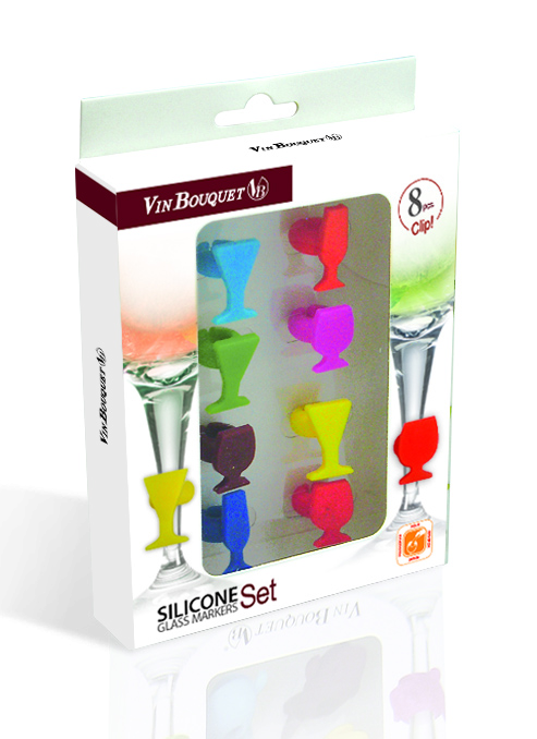 Маркеры для бокалов "Бокалы", на клипсе, набор 8 шт,  FIA 029