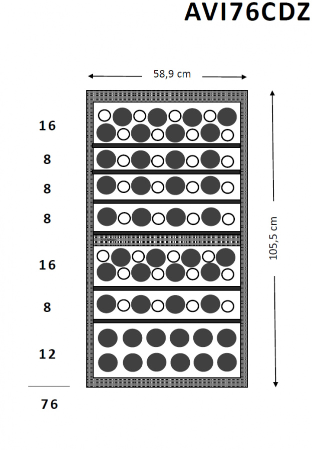 Двухзонный винный шкаф, Avintage модель AVI76CDZ