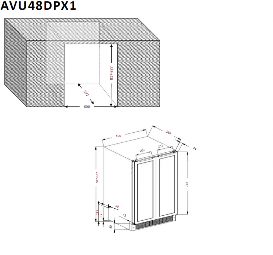 Монотемпературный винный шкаф, Avintage модель AVU48DPX1