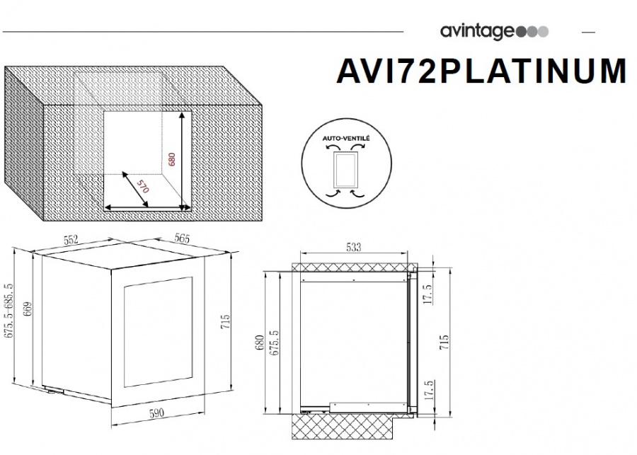 Двухзонный винный шкаф, Avintage модель AVI72PLATINUM