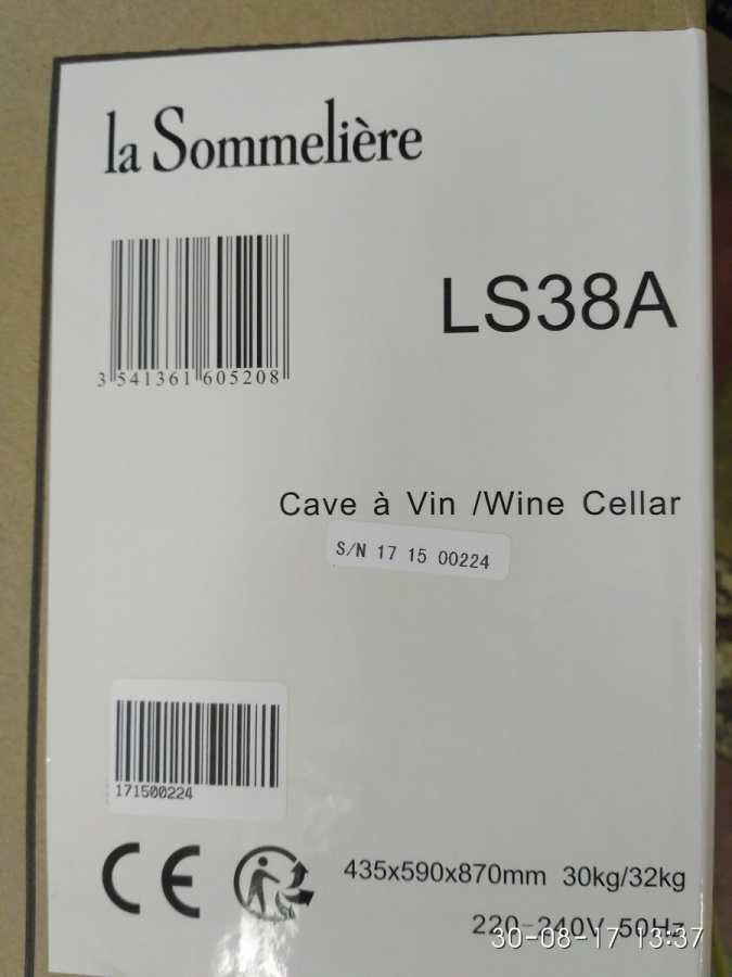 Монотемпературный шкаф, LaSommeliere модель LS38A с уценкой(10%) №171500224