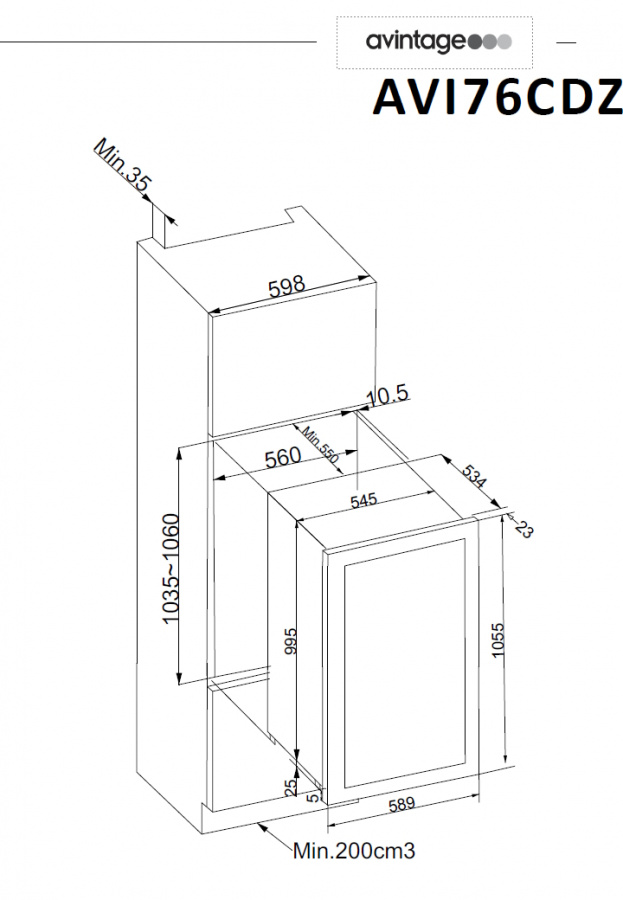 Двухзонный винный шкаф, Avintage модель AVI76CDZ