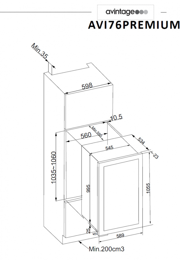 Двухзонный винный шкаф, Avintage модель AVI76PREMIUM