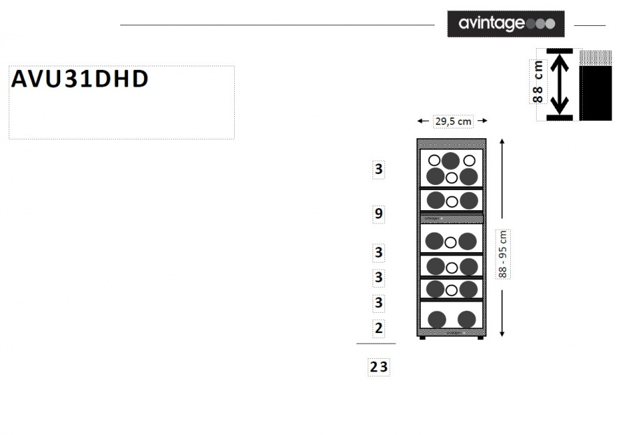 Двухзонный винный шкаф, Avintage модель AVU31DHD