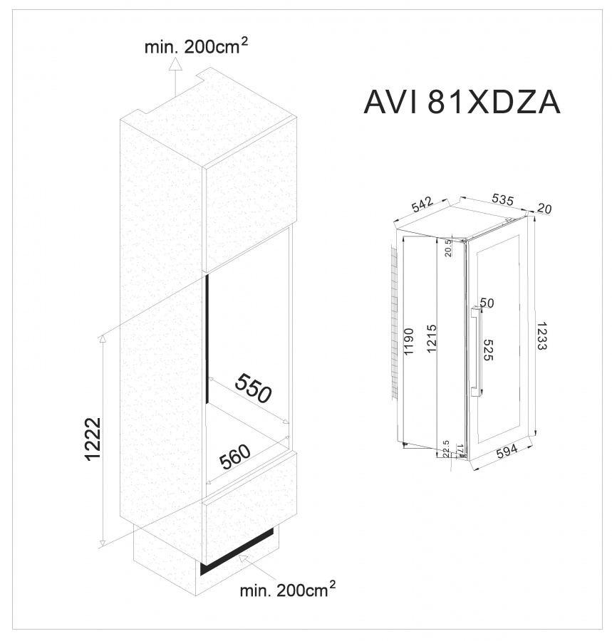 Двухзонный винный шкаф, Avintage модель AVI81XDZA
