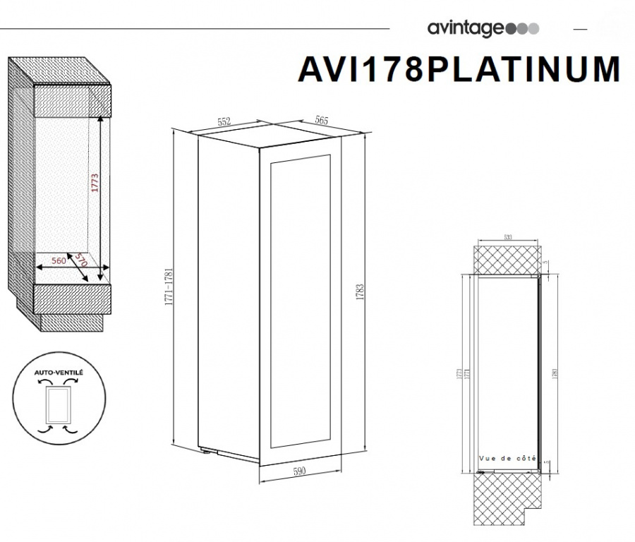 Трехзонный винный шкаф, Avintage модель AVI178PLATINUM