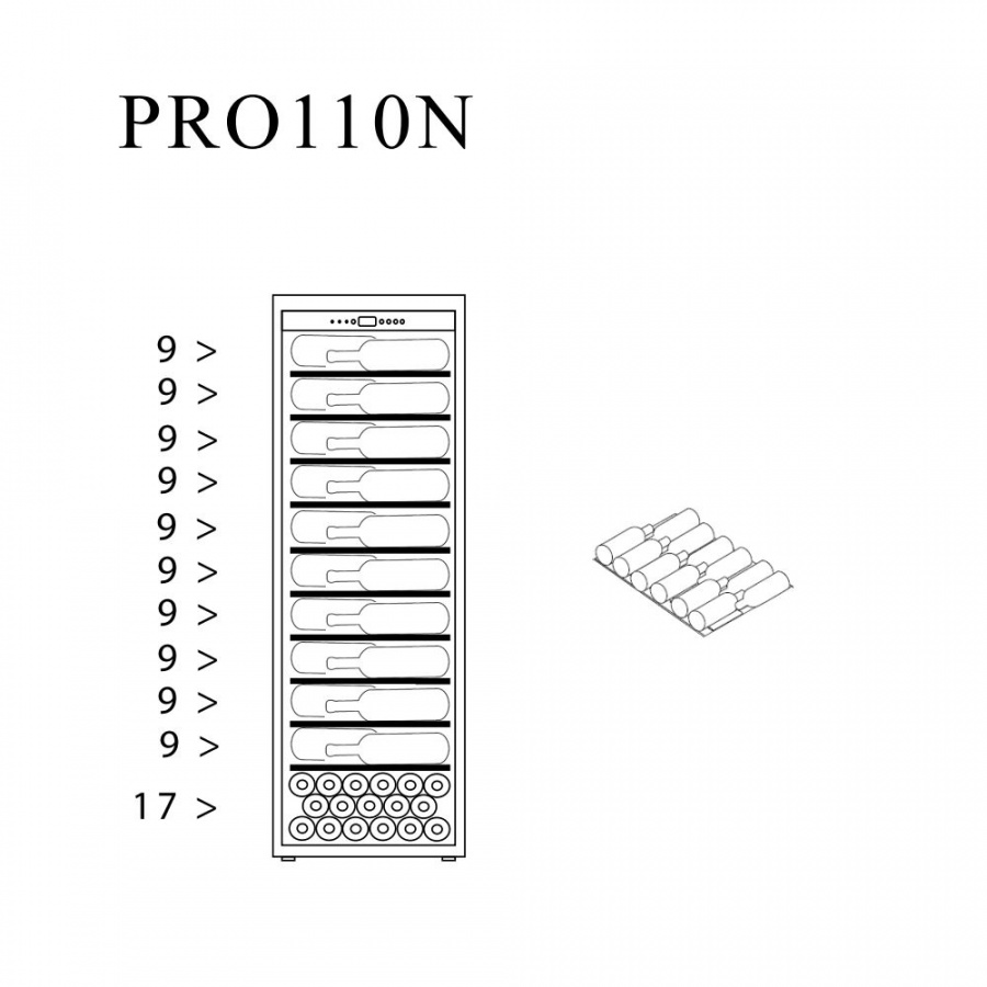 Монотемпературный винный шкаф, LaSommeliere модель PRO110N