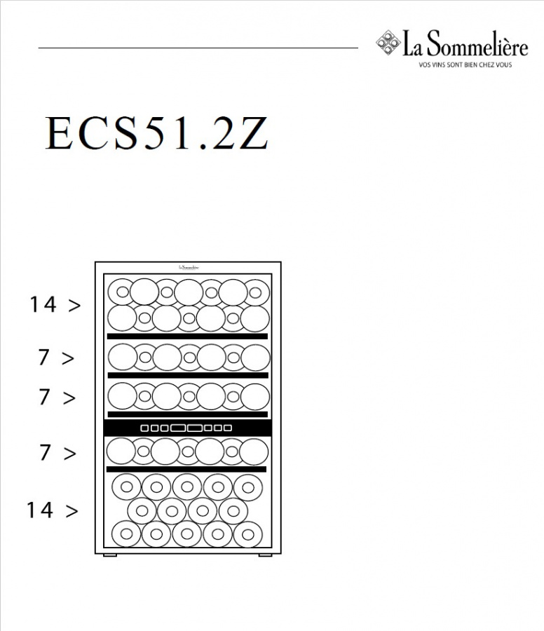 Двухзонный винный шкаф, LaSommeliere модель ECS51.2Z