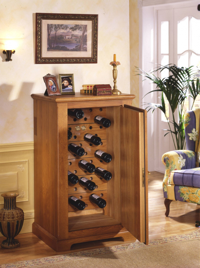 Шкаф для хранения вина OAK-W60C (Вместимость-60 бут., дверь-стекло, тон дуба- J07 черешня )