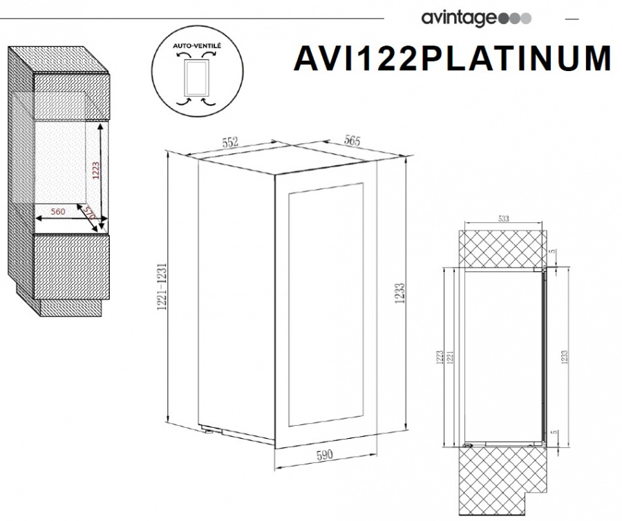 Двухзонный винный шкаф, Avintage модель AVI122PLATINUM